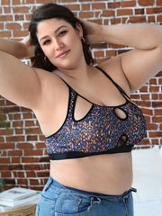 Abstract Print Cut Out Keyhole Bralette