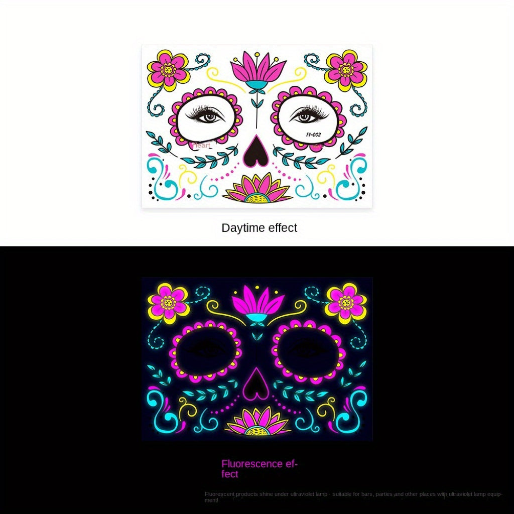 Luminous Fluorescent Stickers Halloween Dress Party Tattoo Stickers