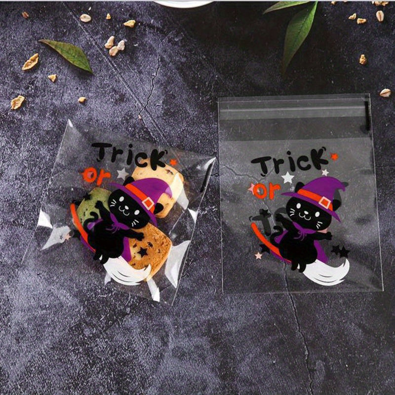 100pcs Halloween Gift Bags Ghost Party Candy Packaging Ziplock Bag
