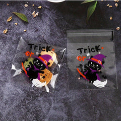 100pcs Halloween Gift Bags Ghost Party Candy Packaging Ziplock Bag