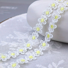1 Yard Yellow Daisy Sun Flower Lace Trim Embroidered Applique Ribbon