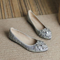 Rhinestone Ballet Flats Pointed Toe Slip-On Shoes