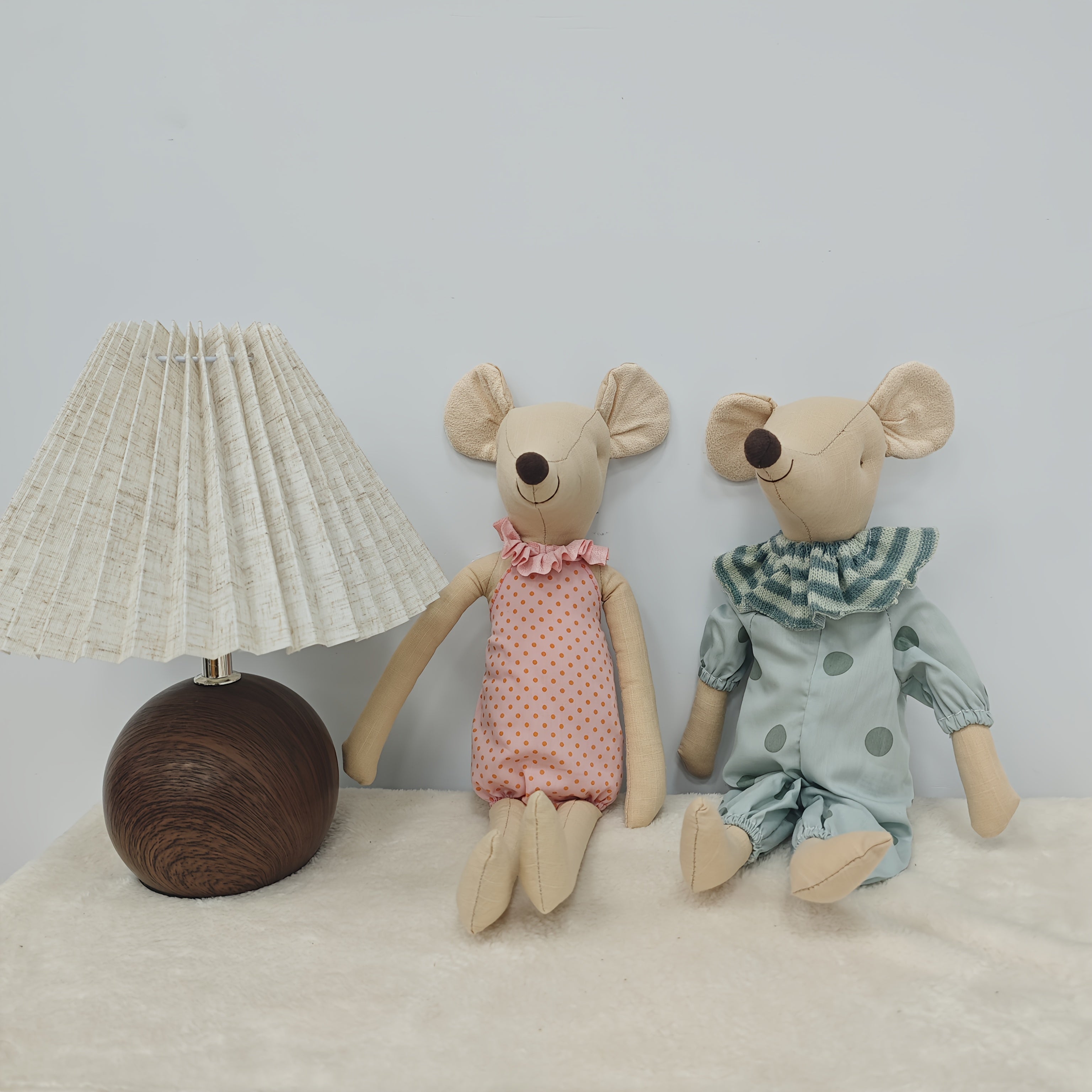 Adorable Dressable Mouse Stuffed Animal Doll Plush Toy with Pink & Green Outfits