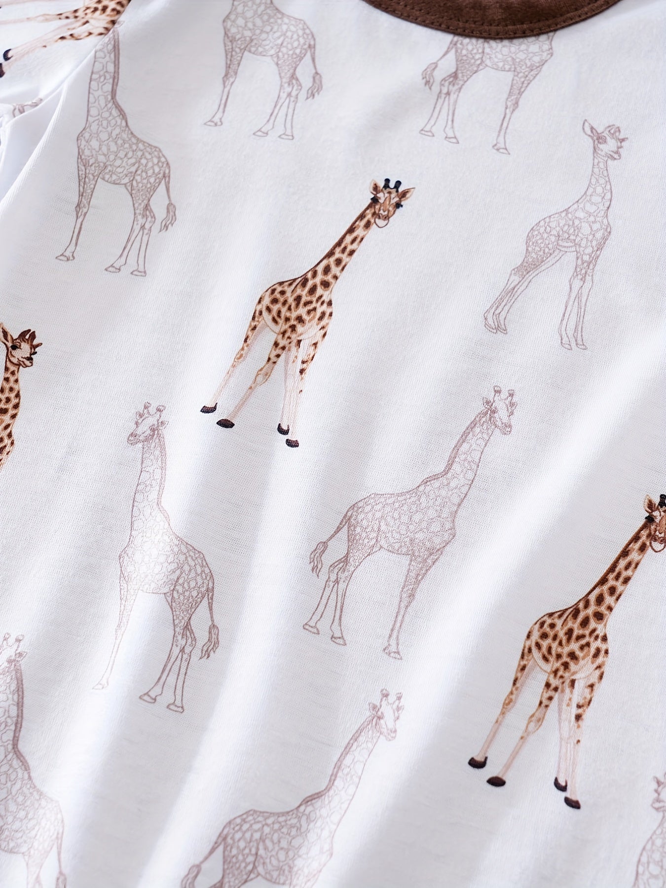 Baby Casual Giraffe Graphic Short Sleeve Romper Jumpsuit