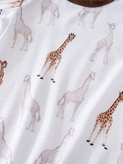 Baby Casual Giraffe Graphic Short Sleeve Romper Jumpsuit