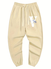 Star V Print Men's Drawstring Sweatpants Casual Comfy Jogger Pants