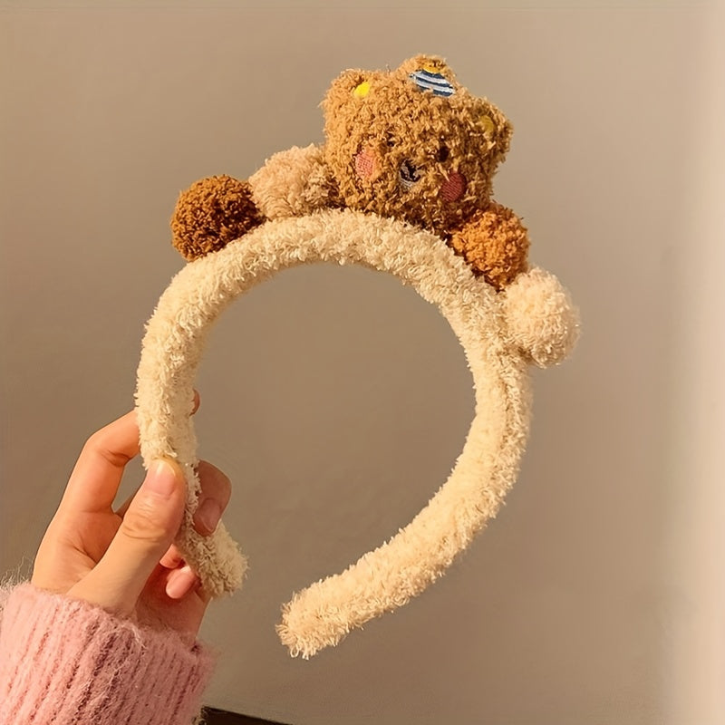 Unique Plush Warm Headband Colorful Bear & Balls Hair Band Women