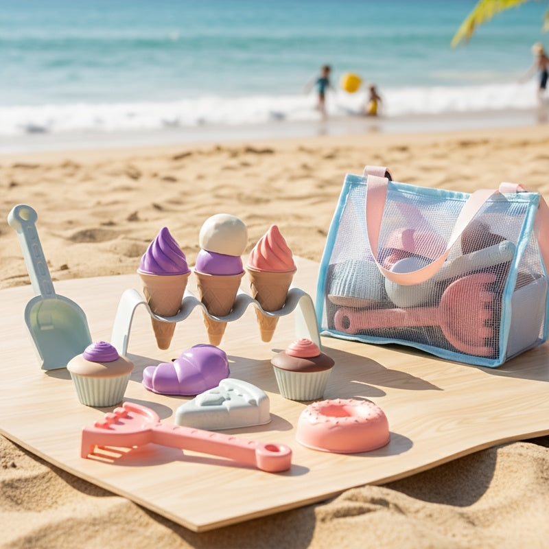 20pcs Kids Beach Sand Print Toys with Storage Backpack