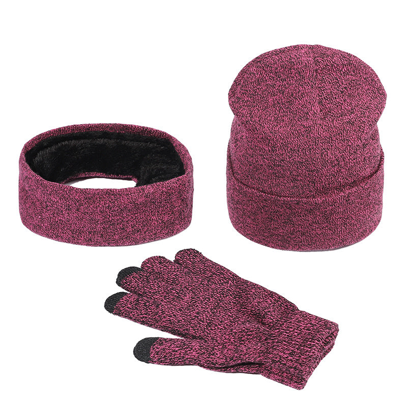 Men's Knitted Fleece Scarf Gloves Hat Set