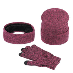 Men's Knitted Fleece Scarf Gloves Hat Set