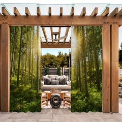 2pcs Sunlight Forest Printed Curtains Decorative Home Decor