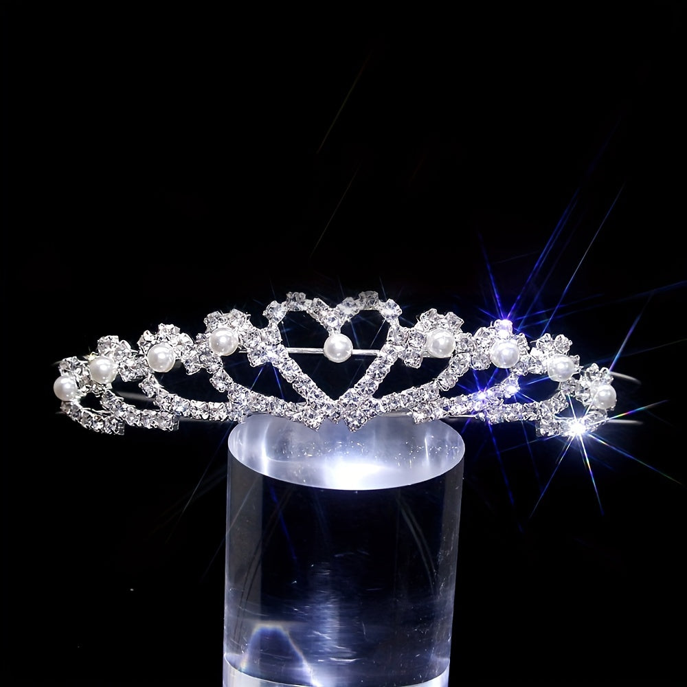 Rhinestone Heart Headband Queen Crown Tiara Hair Accessories