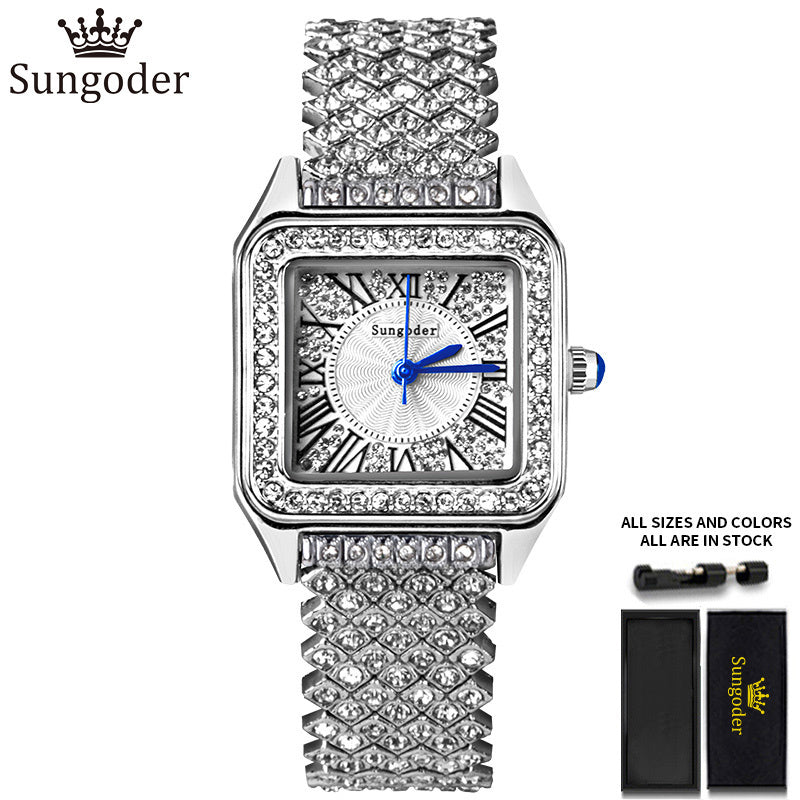SUNGODER Rhinestone Quartz Analog Wristwatch
