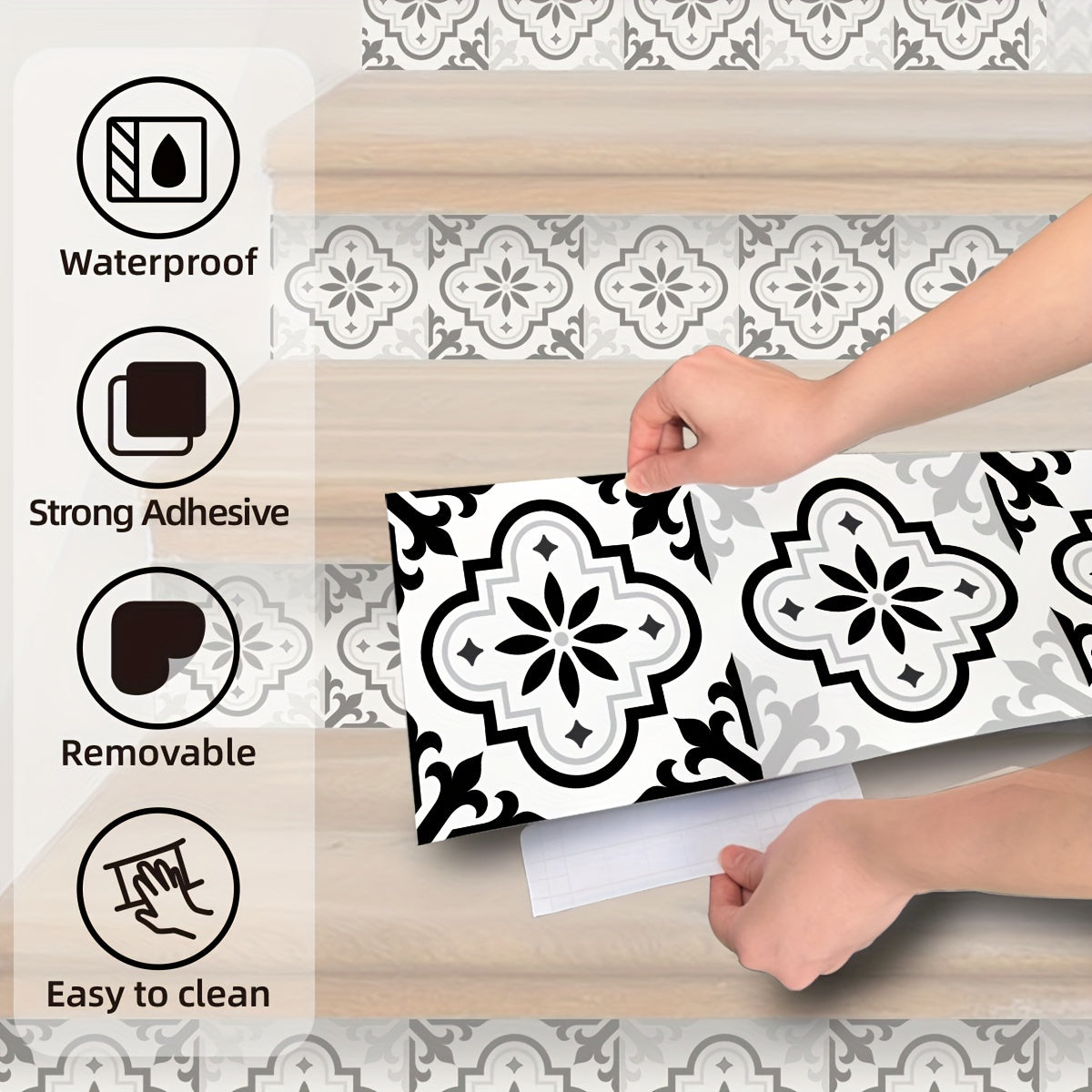 Moroccan Print Stair Sticker Self-Adhesive Art Wallpaper