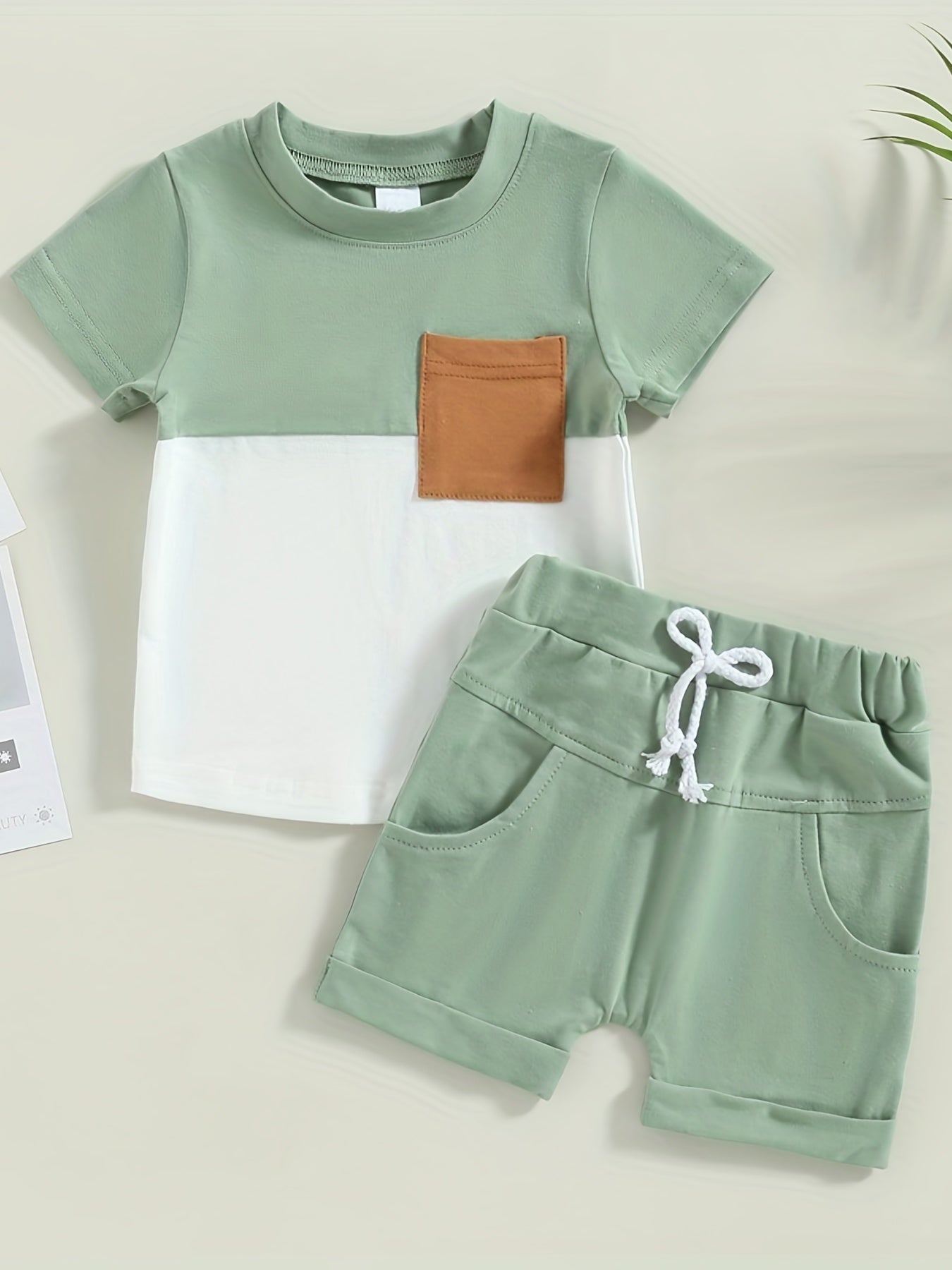 2pc Baby Boys Short Sleeve Top & Shorts Set for Summer