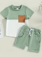 2pc Baby Boys Short Sleeve Top & Shorts Set for Summer