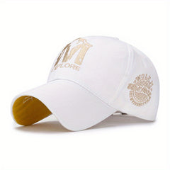 Unisex Breathable Baseball Cap with M Letter Embroidery