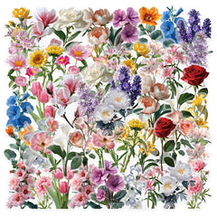 Elegant Blooming Flower Language Stickers: Perfect for Scrapbooks, Cars, Bic