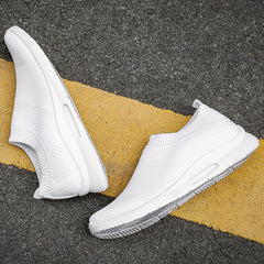 Breathable Knit Sneakers Comfortable Slip-on Shoes Women's Casual Solid Shoes