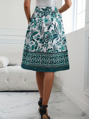 Boho Floral Print Elastic Waist Skirt