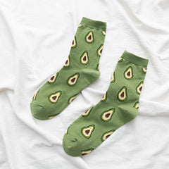 3 Pairs Fruit Print Socks Comfy & Breathable Mid Tube Socks Women's Stockings