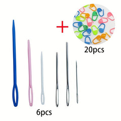26pcs Plastic Hand Sewing Needles Knitting Tools Large Eye Embroidery Needles