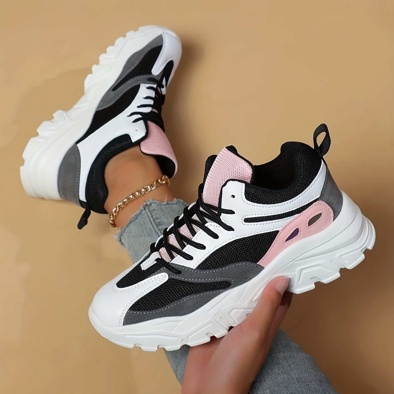 Chunky Sneakers Mesh Breathable Running Shoes