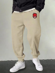 Men's Cartoon Flame Print Joggers Sweatpants