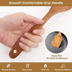 13pcs Teak Wood Kitchen Utensils Set with Spoon Rest Tong Whisk
