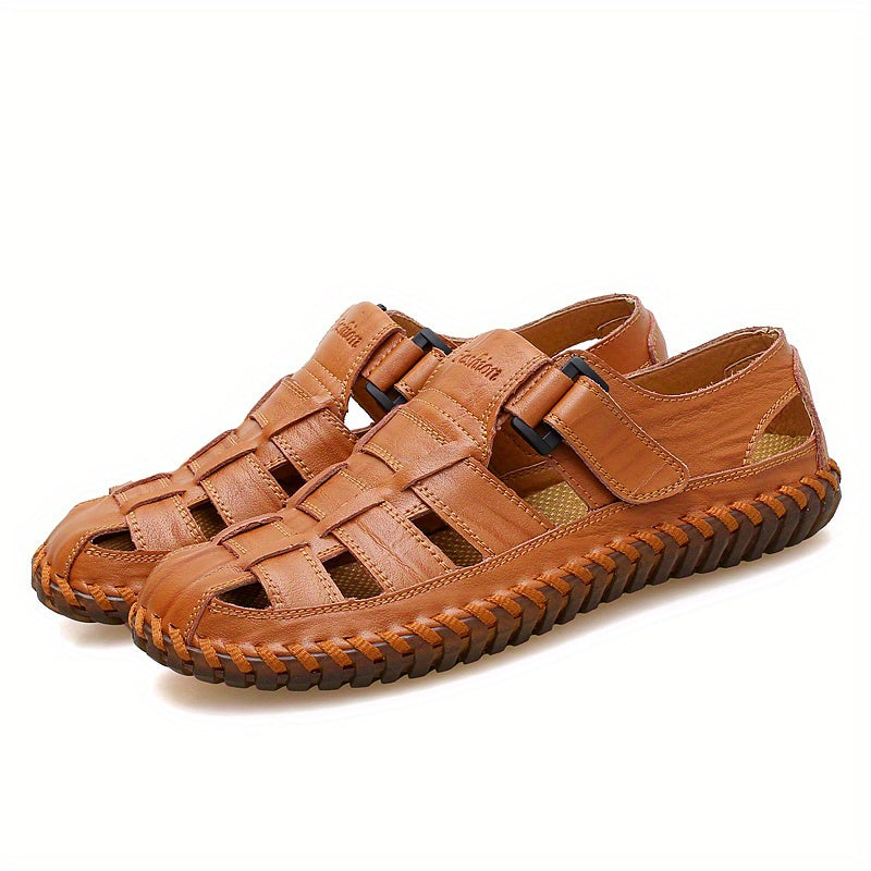 Men's Closed Toe Hook And Loop Sandals Non Slip Beach Shoes