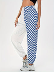 Plaid Print Baggy Pants Elastic Waist Casual Loose Pants