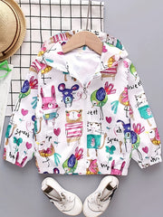 Girls' Mouse Cartoon Hoodie Jacket Zipper Up Casual Windbreaker