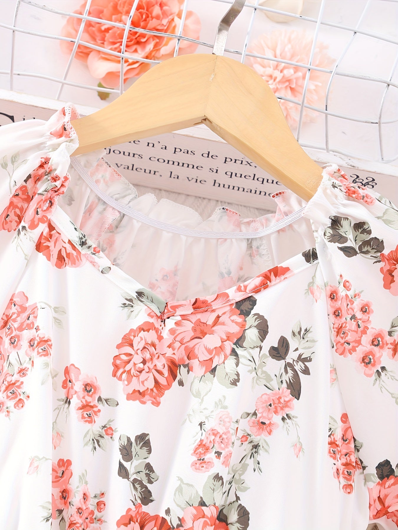Girls Boho Floral Casual Dress With Belt V-Neck Flying Sleeve for Party