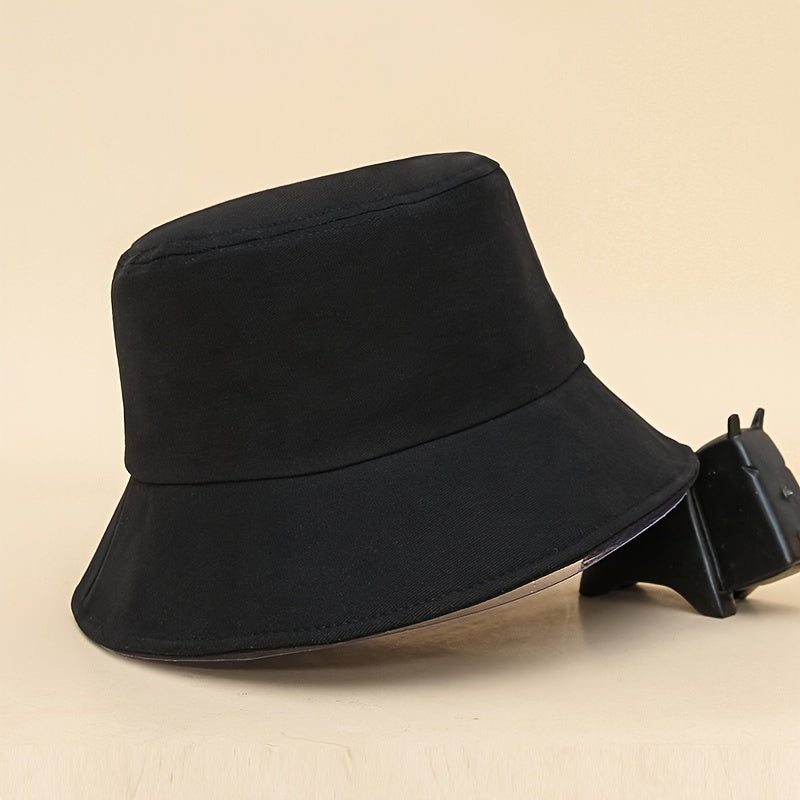 Embroidered Daisy Wide Brim Bucket Hat