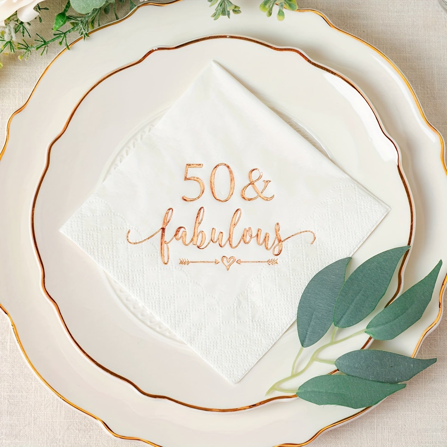 50 & Fabulous Napkins for Women's 50th Birthday Party - 20pcs 2 Ply