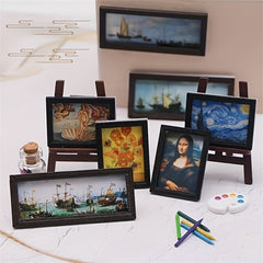 8pcs Retro Mini Picture Frame Doll Furniture Set