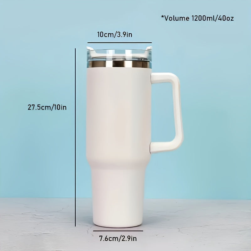 40oz Stainless Steel Insulated Water Bottle with Handle - Leakproof Straw Cup