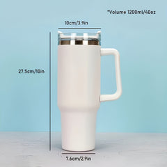 40oz Stainless Steel Insulated Water Bottle with Handle - Leakproof Straw Cup