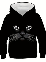 3D Cat Pattern Hoodie for Kids Hooded Long Sleeve Top