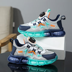 Kid's Rotating Buckle Basketball Shoes, Shock Absorption Sneakers
