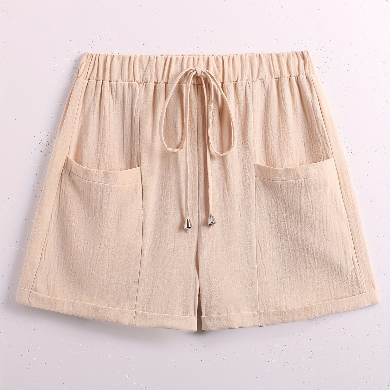 Solid Dual Pockets Drawstring Shorts for Women