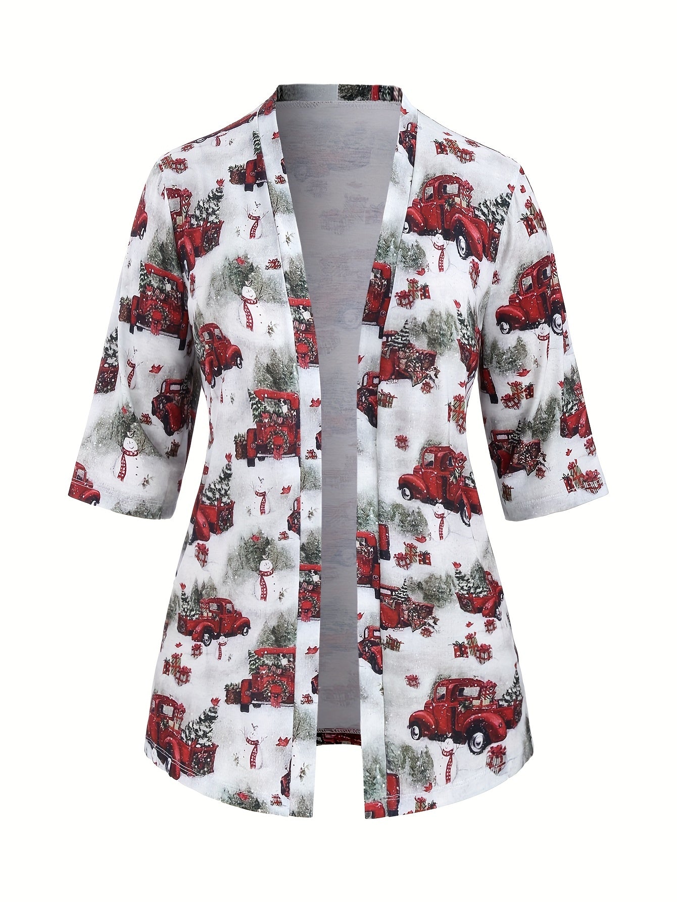 Christmas Casual Cardigan Women's Plus Graphic Print