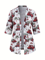 Christmas Casual Cardigan Women's Plus Graphic Print