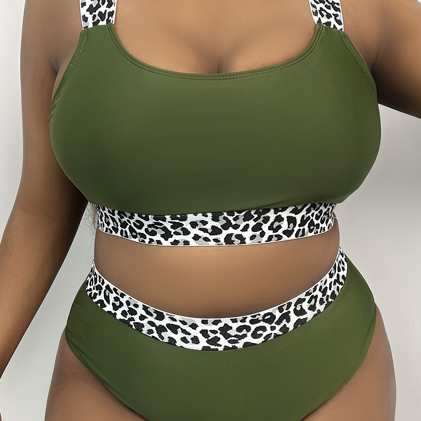 Leopard Print Bikini Set High Stretch Casual S