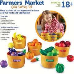 Farmer's Market Sorting Set Toy for Toddlers Pretend Play Food Set