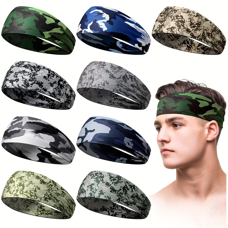 Camouflage Pattern Running Headband Moisture Wicking Elastic Band