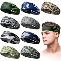 Camouflage Pattern Running Headband Moisture Wicking Elastic Band