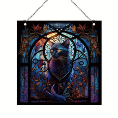 Halloween Acrylic Cat Window Hanging - Holiday Decor