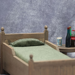 1:12 Scale Dollhouse Bed with Storage Drawer Vintage Natural Wood Construction