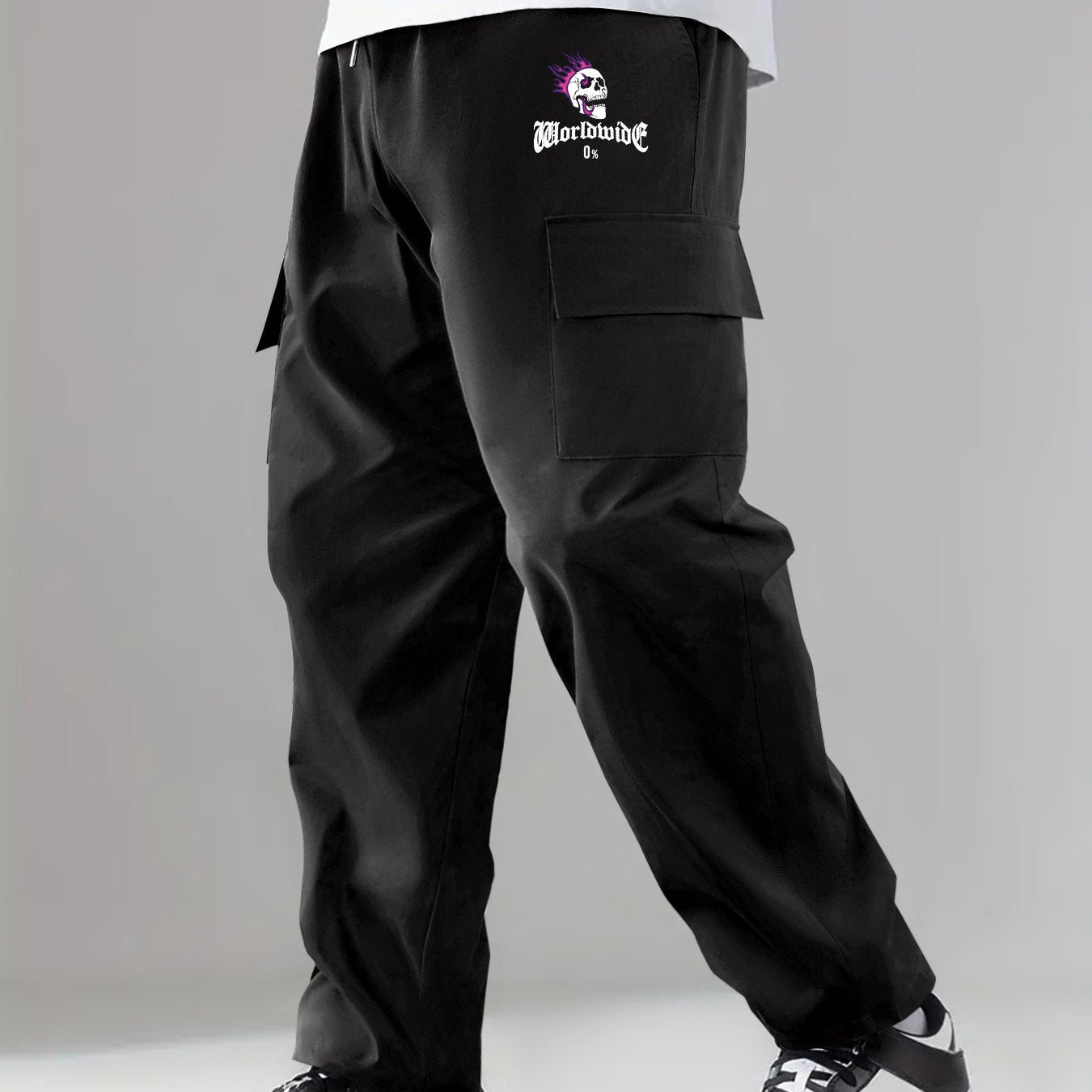 Pattern Print Drawstring Cargo Pants Men s Streetwear